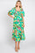 Green Floral Puff Sleeve Midi Dress