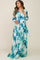 Blue Brush Stroke Print Chiffon Maternity Maxi Dress