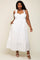 White Ruffle Strap Back Tie Plus Midi Dress