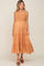 Peach Crochet Tiered Maternity Midi Dress