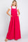 Fuchsia Corduroy Front Pleated Wide Leg Overalls