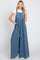 Blue Corduroy Front Pleated Wide Leg Overalls
