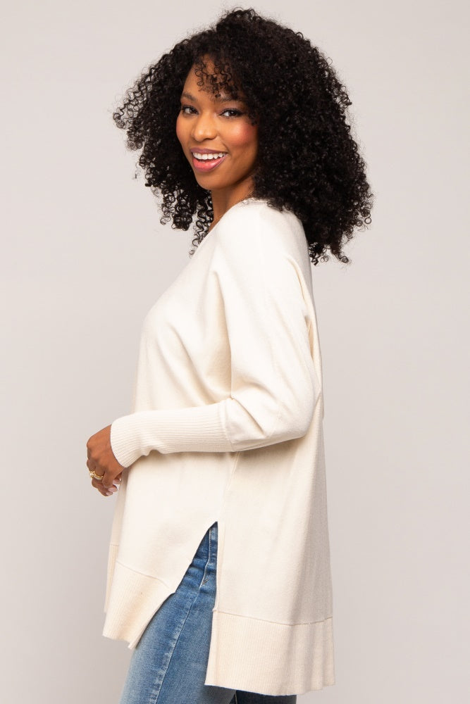 Cream Knit Long Dolman Sleeve Top