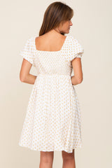 Yellow Floral Dotted Button Front Dress