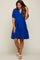 Royal Satin Ruffle V-Neck Short Sleeve Maternity Dress