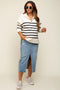 Light Blue Denim Front Slit Maternity Midi Skirt