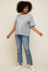 Heather Grey Basic Rolled Short Sleeve Maternity T-Shirt