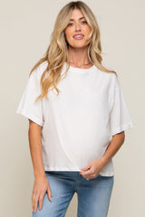 White Basic Rolled Short Sleeve Maternity T-Shirt