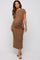 Brown Rib Knit Side Tie Maternity Midi Dress