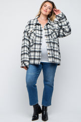 Ivory Plaid Maternity Plus Shirt Jacket