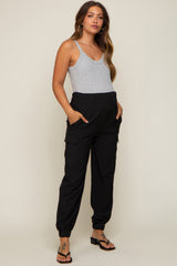 Black Cargo Pocket Maternity Joggers