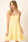 Yellow Ruched Detail Spaghetti Tie Mini Dress