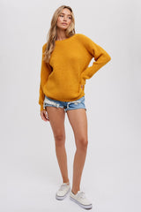 Yellow Back Cutout Lace Accent Sweater
