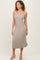 Beige Sweater Knit A-Line Midi Dress