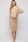 Beige Side Slit Maternity Sweater Midi Dress