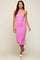 Pink Sleeveless Ribbed Slit Midi Dress