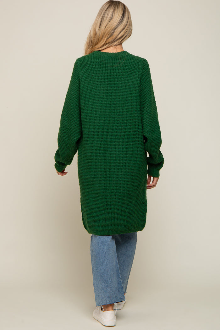 Forest Green Chunky Waffle Knit Maternity Cardigan