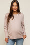 Beige Rib Knit Exposed Seam Maternity Sweater