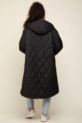Black Quilted Long Puffer Jacket