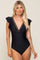 Black Ladder V-Neck Back Cutout One-Piece Swimsuit
