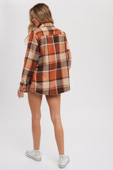 Rust Plaid Shirt Jacket