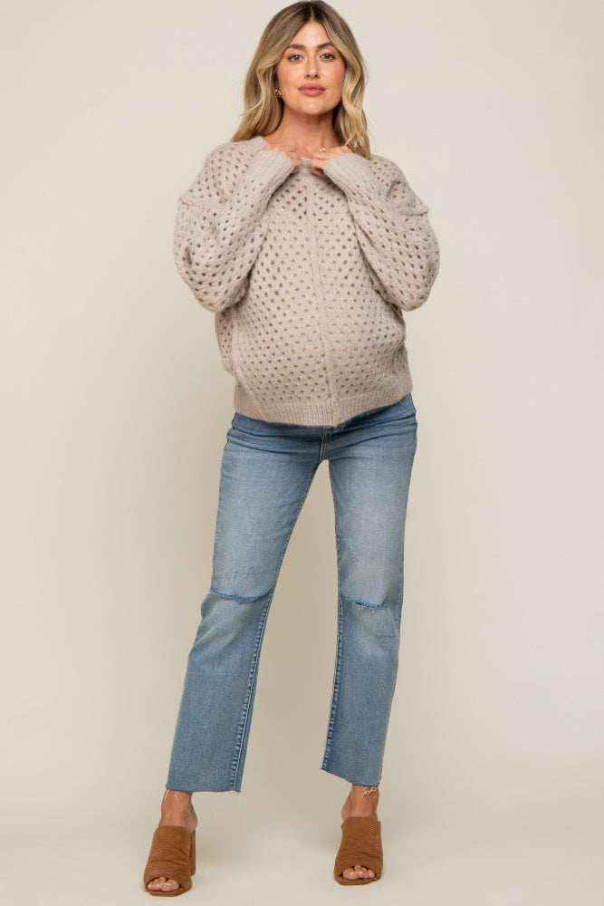 Taupe Open Chunky Knit Maternity Sweater