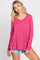 Fuchsia Ribbed Knit Long Sleeve Top
