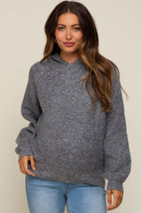 Grey Hooded Maternity Sweater