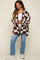 Brown Checkered Print Oversized Maternity Cardigan