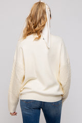 Cream Cable Knit Sleeve Maternity Sweater