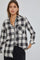 Cream Checkered Long Sleeve Button Down Top