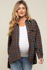 Mocha Plaid Maternity Flannel Top