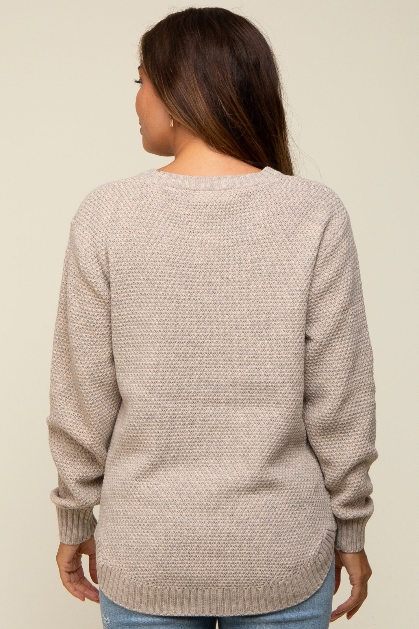 Beige Knit Pullover Sweater