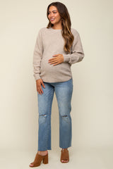 Beige Knit Pullover Sweater
