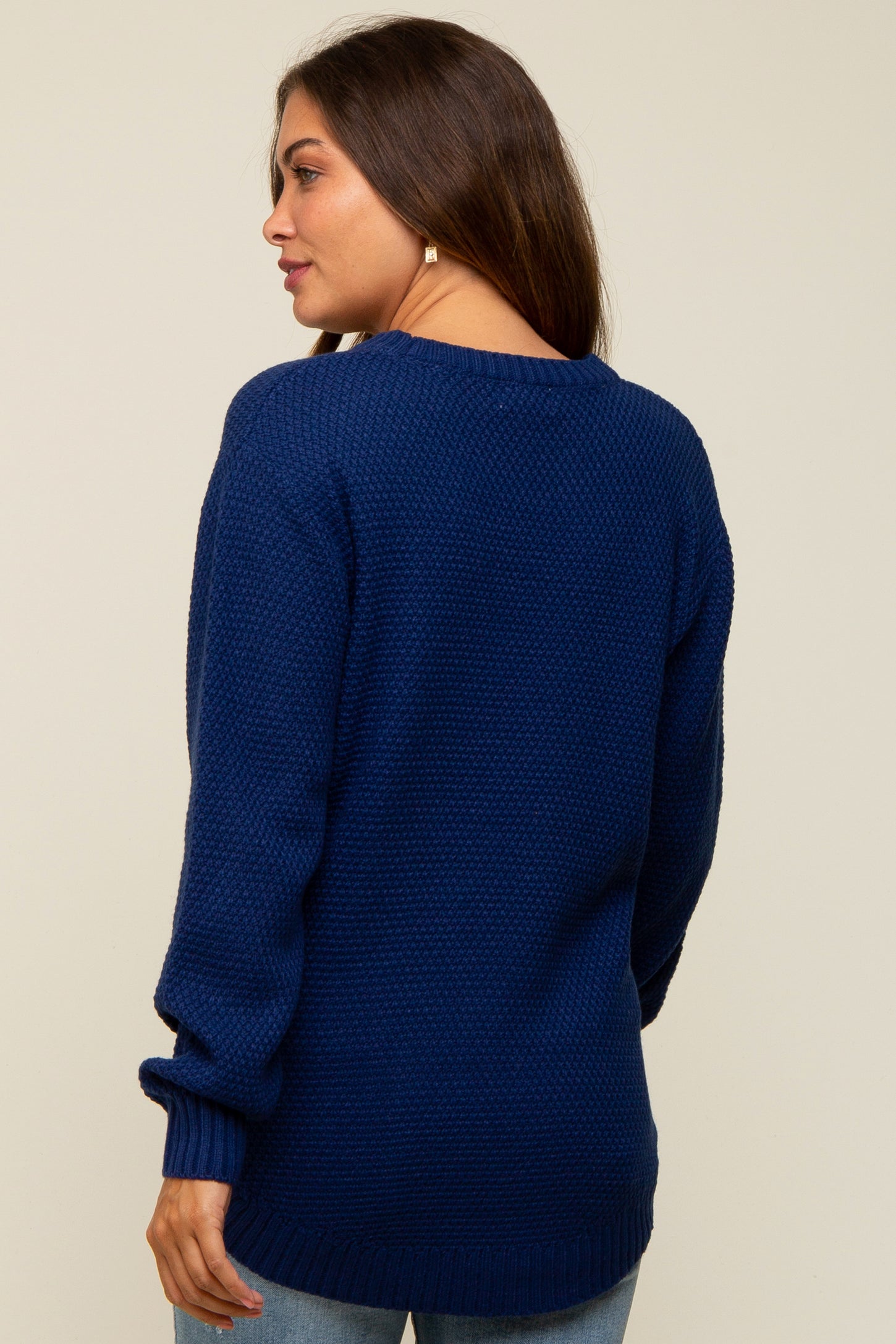 Navy Knit Pullover Sweater