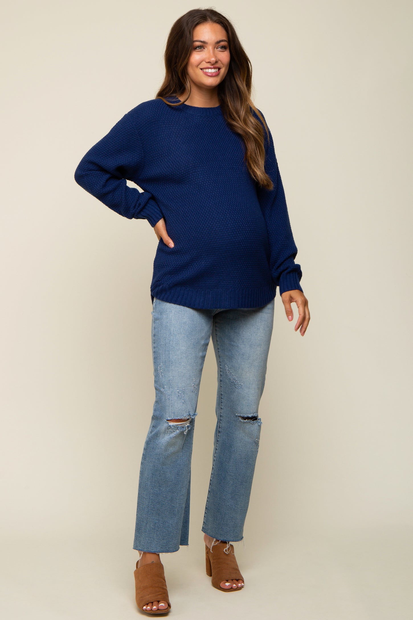 Navy Knit Pullover Sweater
