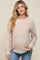 Beige Waffle Knit Round Hem Sweater