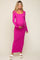 Fuchsia Ribbed Long Sleeve Square Neck Maternity Maxi Dress