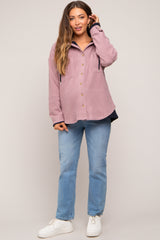 Mauve Soft Hooded Maternity Shacket
