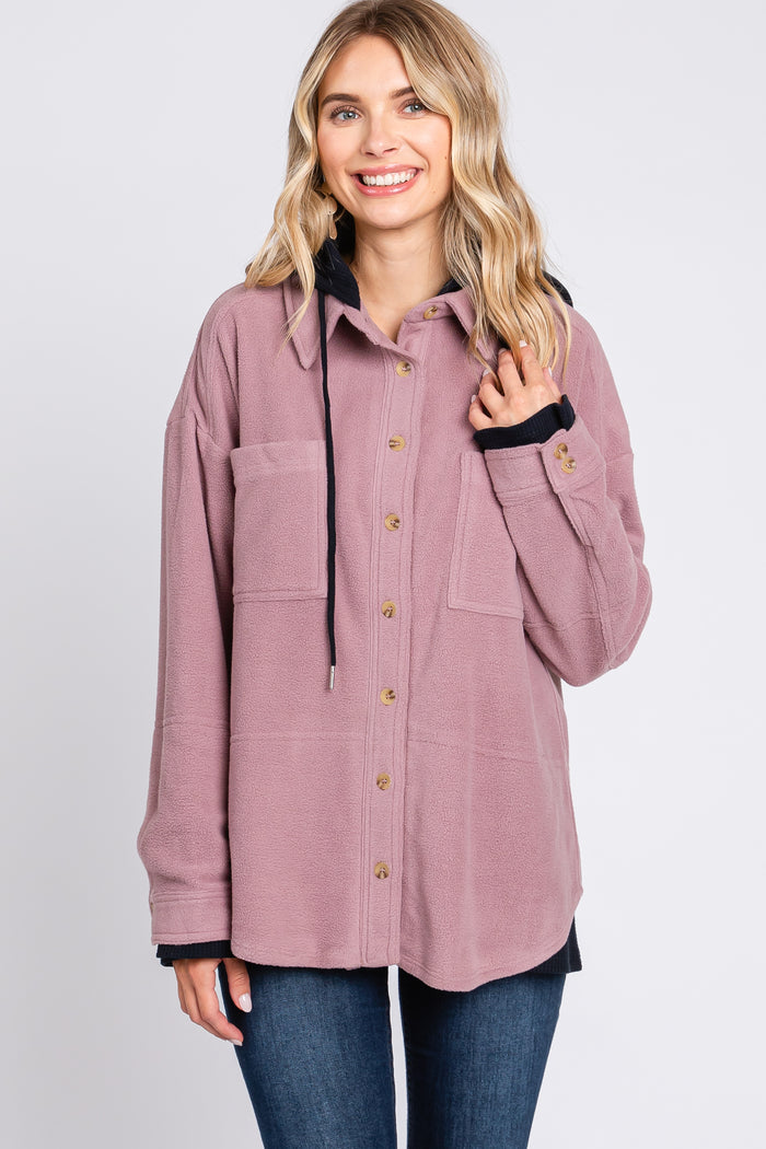 Mauve Soft Hooded Shacket