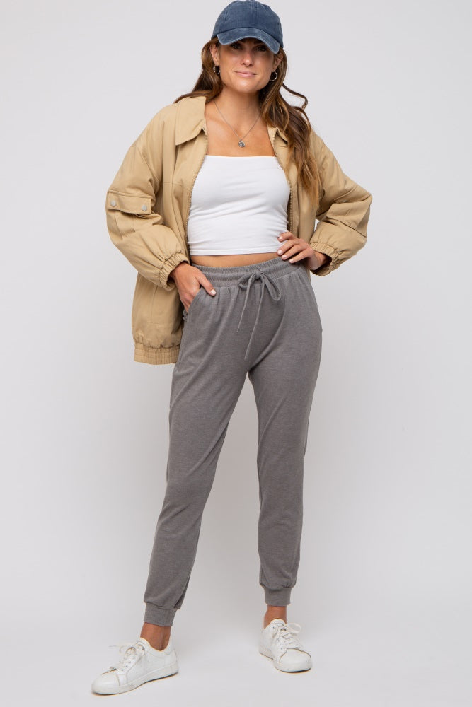 Grey Ultra Soft Knit Drawstring Joggers