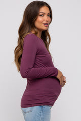 Plum Long Sleeve Maternity Top