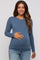 Blue Long Sleeve Maternity Top