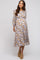 Taupe Floral Smocked Tiered Maternity Midi Dress