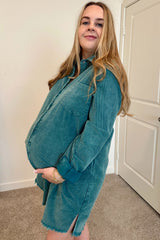 Jade Corduroy Button Down Collared Maternity Dress