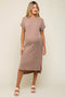 Mocha Ribbed Short Sleeve Maternity Midi Dress