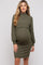 Olive Rib Knit Mock Neck Maternity Nursing Dress