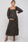 Black Floral Smocked Long Sleeve Maternity Maxi Dress