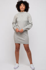 Heather Grey Chunky Knit Maternity Sweater Dress