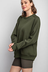 Olive Pullover Maternity Terry Crewneck